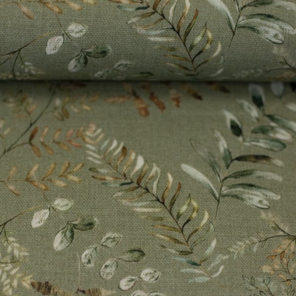 Baumwoll Canvas Herbstzaube – Blätter & Farne, altmint